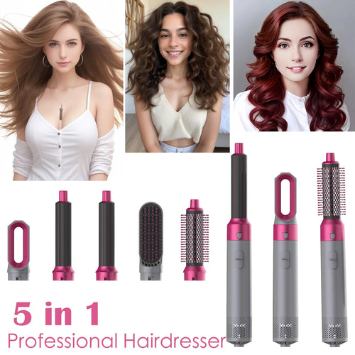 5-in-1 föhn en haarstyler met verwisselbare opzetstukken